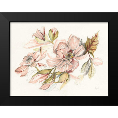 Magnolia Morning Black Modern Wood Framed Art Print by Rice, Kristy
