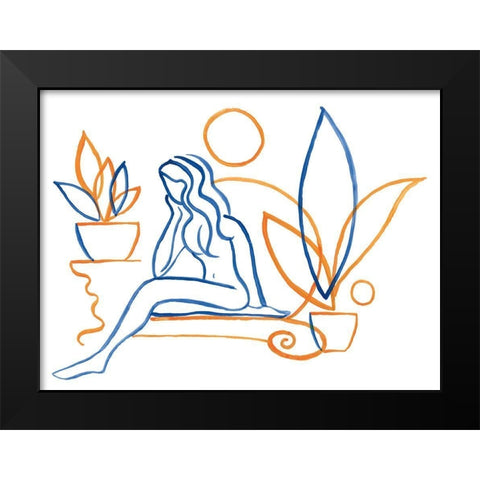 She is Thinking Black Modern Wood Framed Art Print by Schlabach, Sue