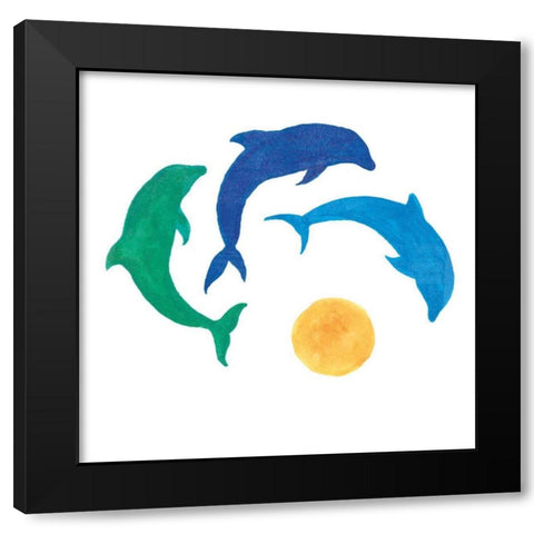 Dolphin Dance Black Modern Wood Framed Art Print with Double Matting by Schlabach, Sue