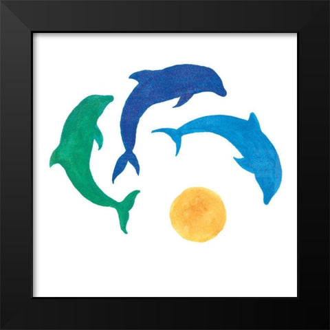 Dolphin Dance Black Modern Wood Framed Art Print by Schlabach, Sue