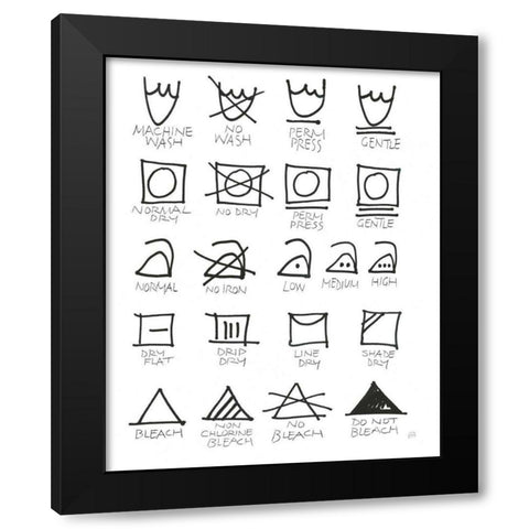 Laundry Room Icons White Black Modern Wood Framed Art Print with Double Matting by Paschke, Chris