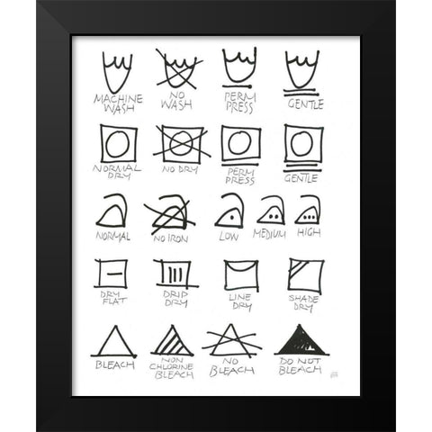 Laundry Room Icons White Black Modern Wood Framed Art Print by Paschke, Chris