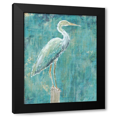 Coastal Egret I Dark Black Modern Wood Framed Art Print by Schlabach, Sue