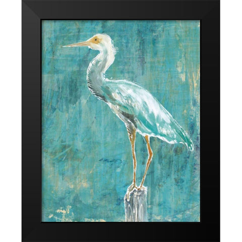 Coastal Egret II Dark Black Modern Wood Framed Art Print by Schlabach, Sue