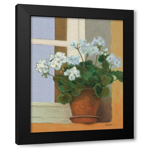 Creancey Geraniums II Light Black Modern Wood Framed Art Print with Double Matting by Novak, Shirley