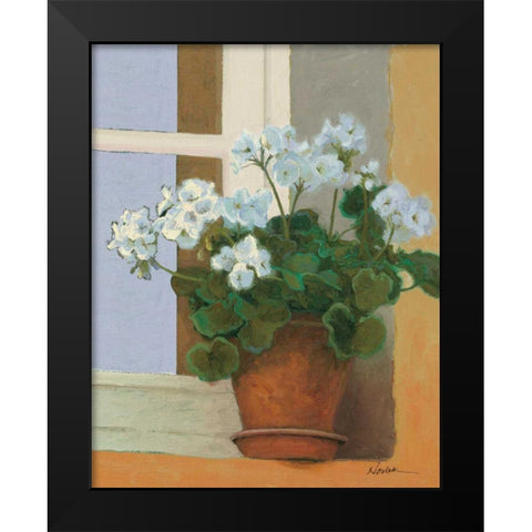 Creancey Geraniums II Light Black Modern Wood Framed Art Print by Novak, Shirley