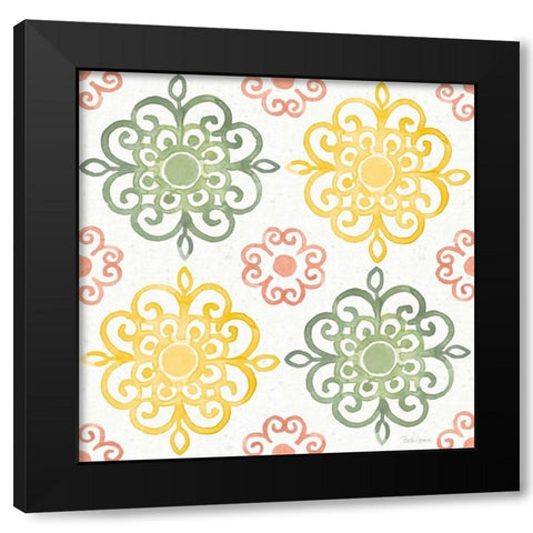 Citrus Charm Pattern IIA Black Modern Wood Framed Art Print with Double Matting by Grove, Beth