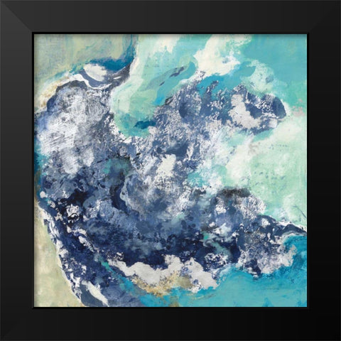 Turquoise Black Modern Wood Framed Art Print by Vassileva, Silvia