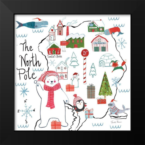 North Pole Pals I Black Modern Wood Framed Art Print by Zaman, Farida