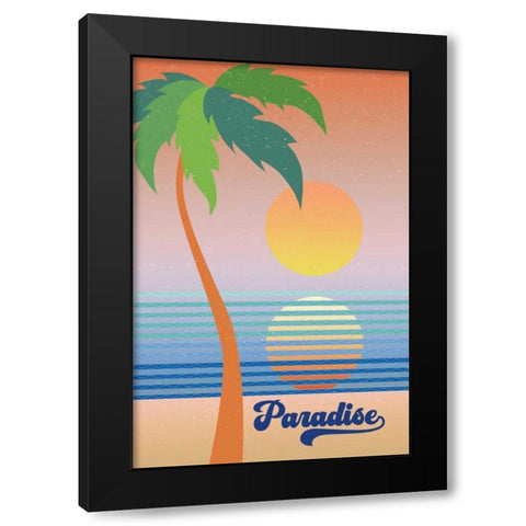 Paradise Black Modern Wood Framed Art Print by Wild Apple Portfolio