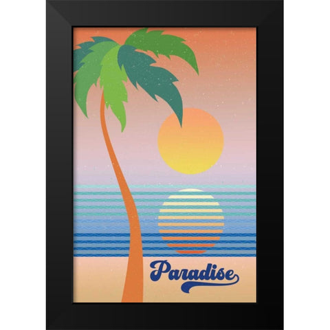 Paradise Black Modern Wood Framed Art Print by Wild Apple Portfolio