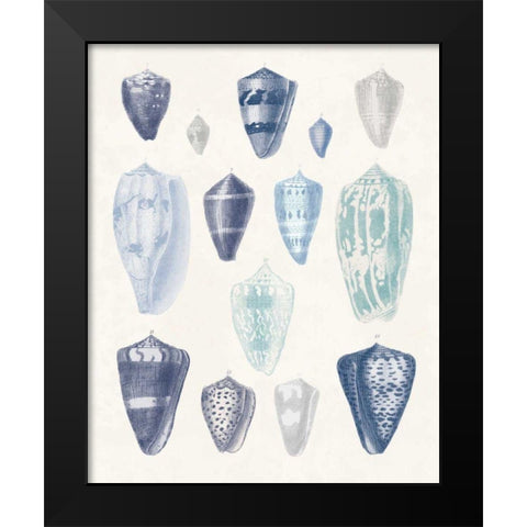 Blue Shell Assortment I Black Modern Wood Framed Art Print by Wild Apple Portfolio