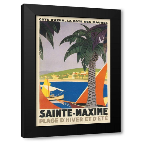 Travel Poster I Black Modern Wood Framed Art Print with Double Matting by Wild Apple Portfolio