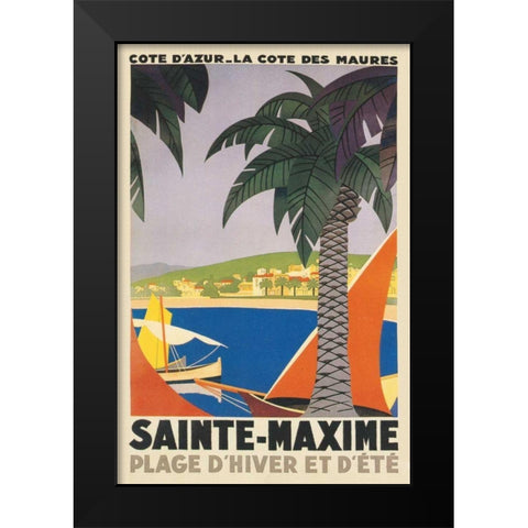Travel Poster I Black Modern Wood Framed Art Print by Wild Apple Portfolio