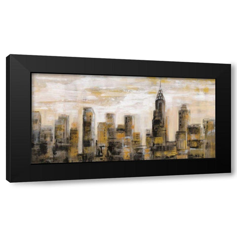 Manhattan Skyline Black Modern Wood Framed Art Print with Double Matting by Vassileva, Silvia