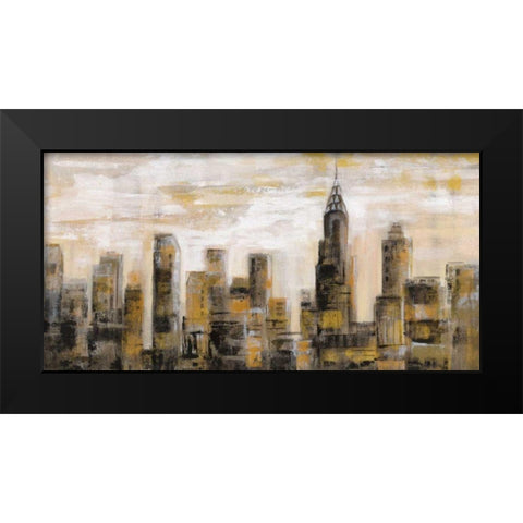 Manhattan Skyline Black Modern Wood Framed Art Print by Vassileva, Silvia