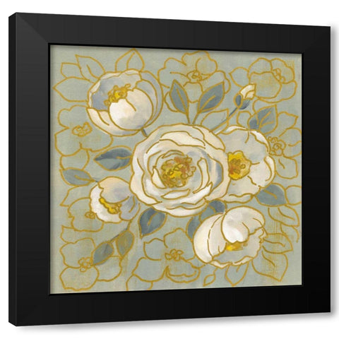 Sage Floral II Black Modern Wood Framed Art Print by Vassileva, Silvia