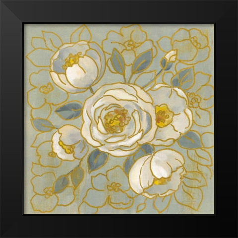 Sage Floral II Black Modern Wood Framed Art Print by Vassileva, Silvia