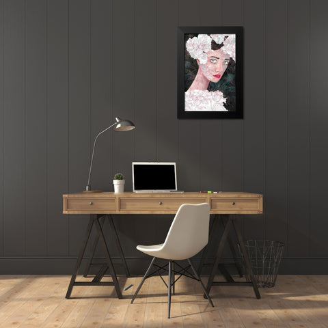 Floral Duchess Black Modern Wood Framed Art Print by Charro, Mercedes Lopez