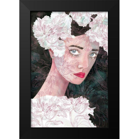 Floral Duchess Black Modern Wood Framed Art Print by Charro, Mercedes Lopez