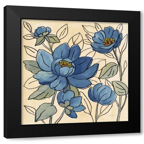 Spring Lace Floral IV Dark Blue Black Modern Wood Framed Art Print by Vassileva, Silvia