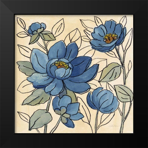 Spring Lace Floral IV Dark Blue Black Modern Wood Framed Art Print by Vassileva, Silvia