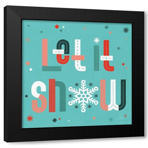 Retro Holiday VI Light Teal Black Modern Wood Framed Art Print by Marshall, Laura