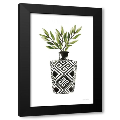 Geometric Vases III Green Black Modern Wood Framed Art Print with Double Matting by Charro, Mercedes Lopez