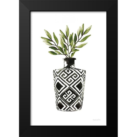 Geometric Vases III Green Black Modern Wood Framed Art Print by Charro, Mercedes Lopez