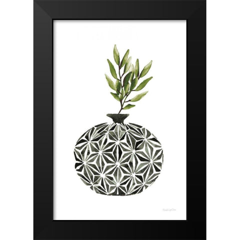 Geometric Vases IV Green Black Modern Wood Framed Art Print by Charro, Mercedes Lopez