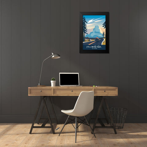 Follow the Trail Black Modern Wood Framed Art Print by Escalante, Omar