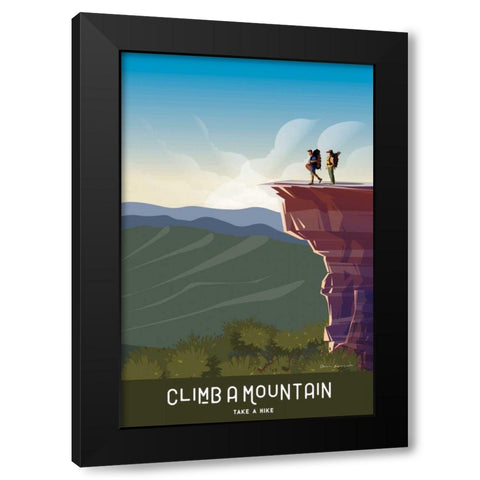 Climb a Mountain Black Modern Wood Framed Art Print by Escalante, Omar