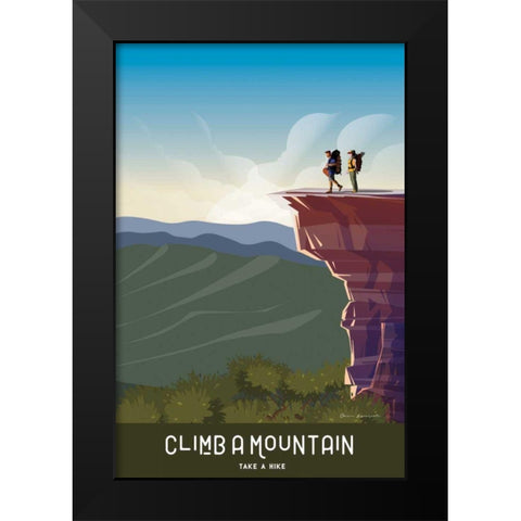 Climb a Mountain Black Modern Wood Framed Art Print by Escalante, Omar