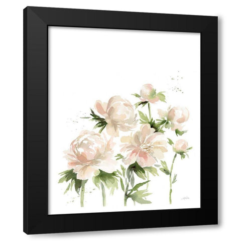 Peonies I Black Modern Wood Framed Art Print with Double Matting by Pete, Katrina