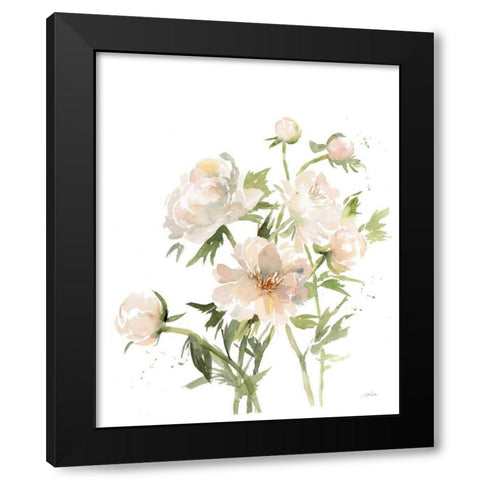 Peonies II Black Modern Wood Framed Art Print with Double Matting by Pete, Katrina