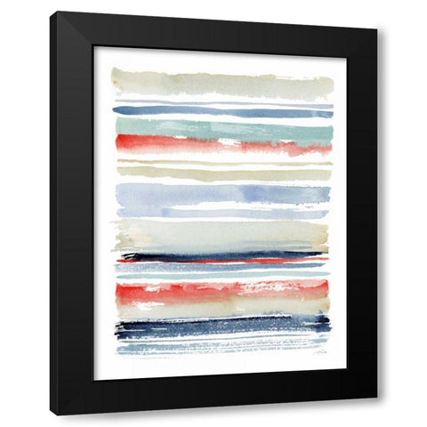 Nautical Stripes Black Modern Wood Framed Art Print with Double Matting by Pete, Katrina