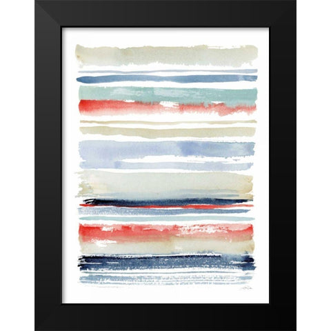 Nautical Stripes Black Modern Wood Framed Art Print by Pete, Katrina
