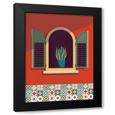 Window Lisboa Sage Black Modern Wood Framed Art Print with Double Matting by Escalante, Omar