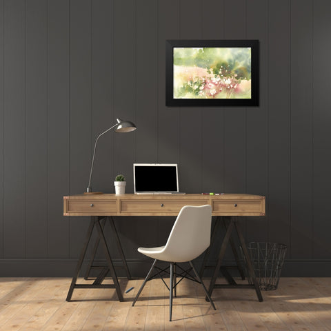 Floral Field Black Modern Wood Framed Art Print by Pete, Katrina