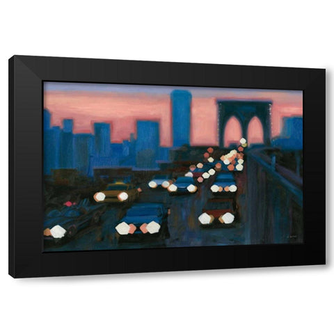 Brooklyn Bridge Evening Black Modern Wood Framed Art Print with Double Matting by Wiens, James