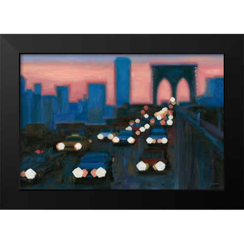 Brooklyn Bridge Evening Black Modern Wood Framed Art Print by Wiens, James