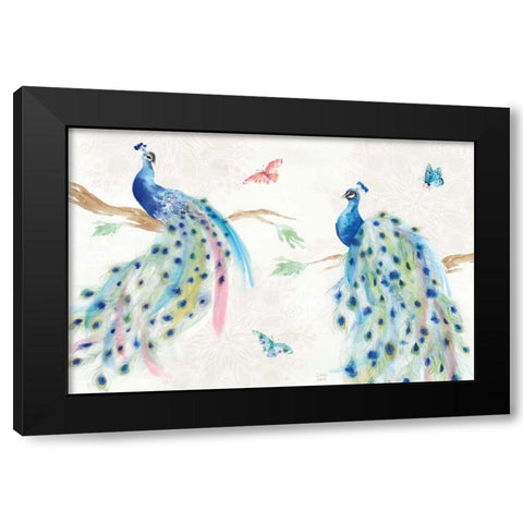 Peacock Glory I Black Modern Wood Framed Art Print by June, Dina