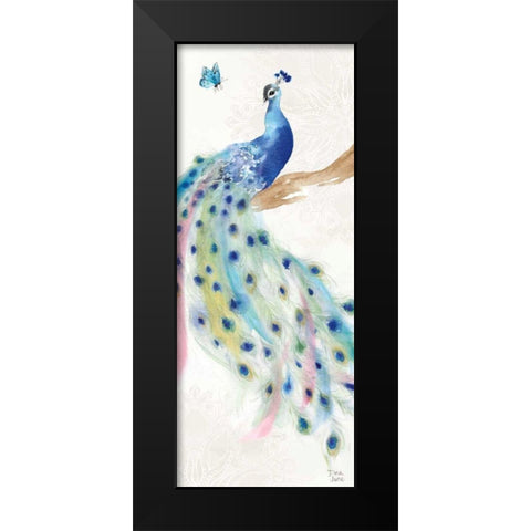 Peacock Glory II Black Modern Wood Framed Art Print by June, Dina
