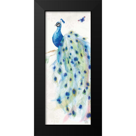 Peacock Glory III Black Modern Wood Framed Art Print by June, Dina