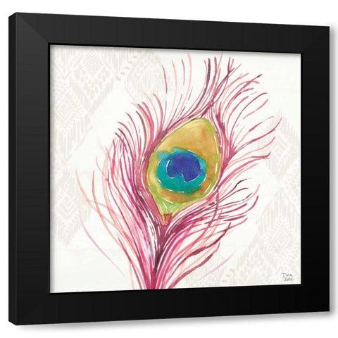 Peacock Glory VI Black Modern Wood Framed Art Print with Double Matting by June, Dina
