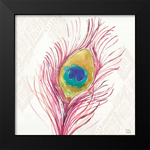 Peacock Glory VI Black Modern Wood Framed Art Print by June, Dina