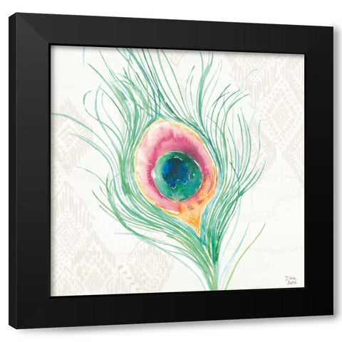 Peacock Glory VII Black Modern Wood Framed Art Print by June, Dina