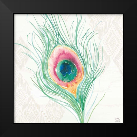 Peacock Glory VII Black Modern Wood Framed Art Print by June, Dina