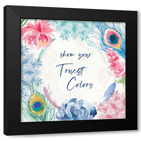 Peacock Glory VIII Black Modern Wood Framed Art Print with Double Matting by June, Dina