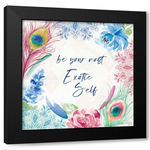 Peacock Glory IX Black Modern Wood Framed Art Print with Double Matting by June, Dina
